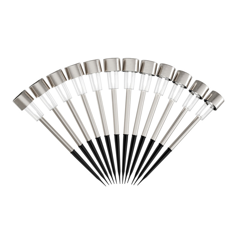 Silver Stainless Steel LED Pathway Light Set (12-Pack)