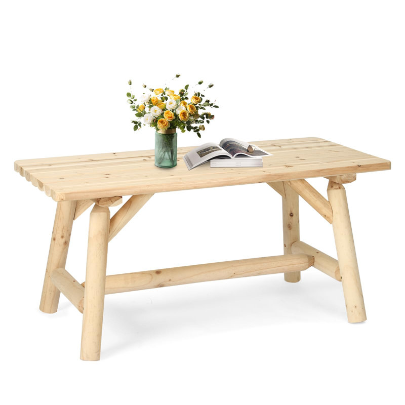 Shiyanna Rectangular Pine and Cedar Solid Wood Outdoor Side Table , 41.48 " W 19.48 " D, Natural