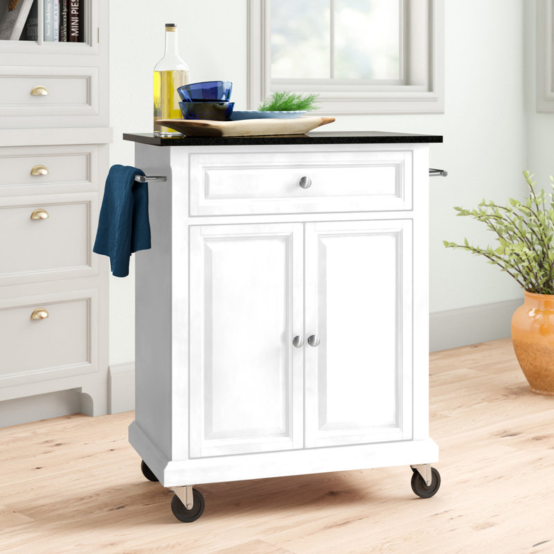 Hedon Granite Top Kitchen Cart, White