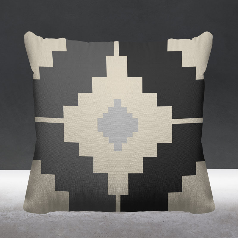 Coussin intérieur / extérieur Kele Southwestern, L 15 po x H 15 po, gris
