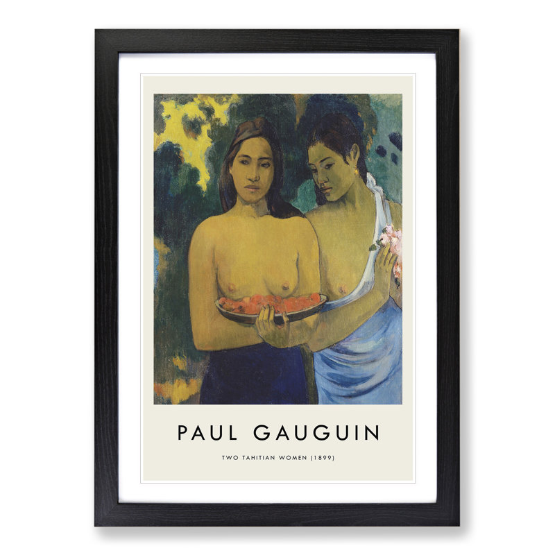 Two Tahitian Women by Paul Gauguin - Picture Frame Art Prints, 65cm H x 48cm W x 2cm D, Black