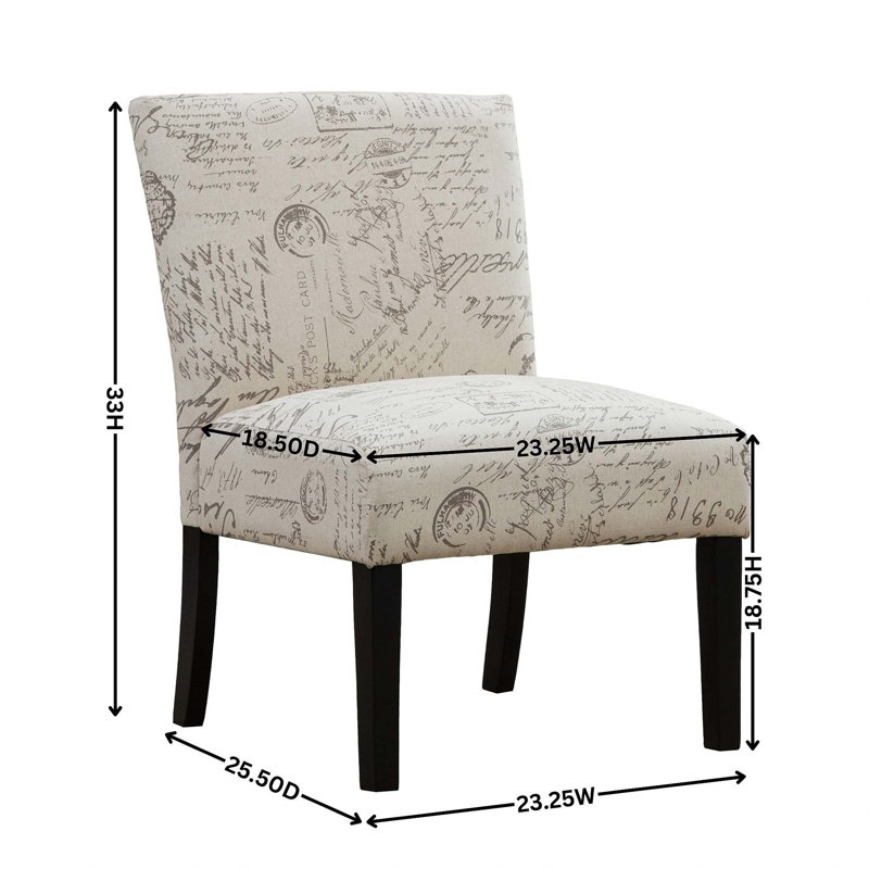 Botticelli Armless Contemporary Accent Chair, Taupe/Cream Polyester Blend