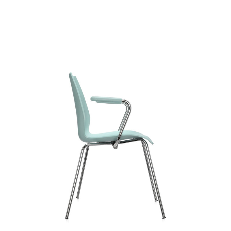 Maui Chair by Vico Magistretti, Light Blue, Chrome Steel