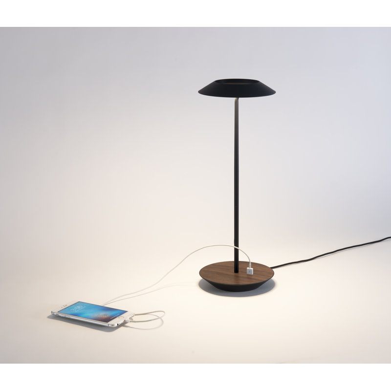 Royyo Metal USB Desk Lamp, Matte Black/Oiled Walnut