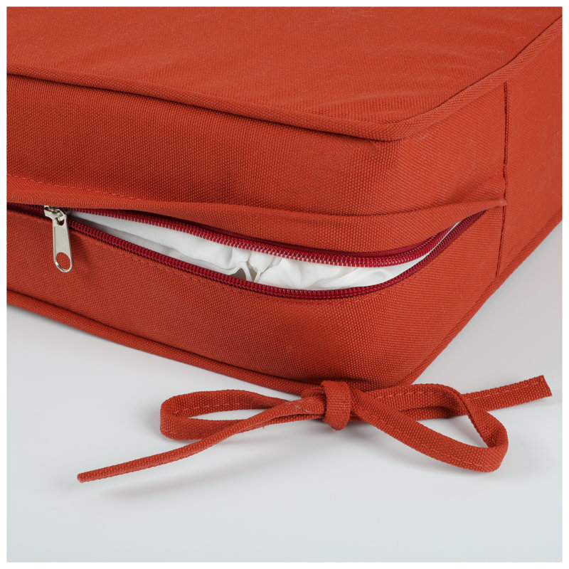 Set of 2 Outdoor Deep Seat Cushions - Waterproof Patio Furniture Replacement with High-Density Foam & Secure Straps, Red