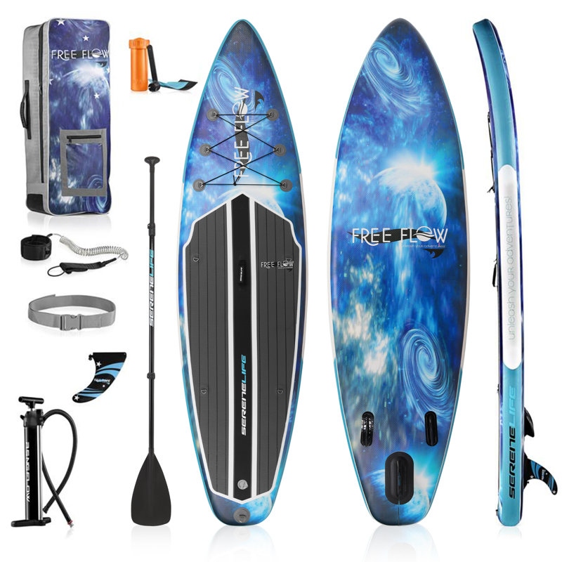 SereneLife Blue Inflatable Stand-Up Paddle Board with Accessories