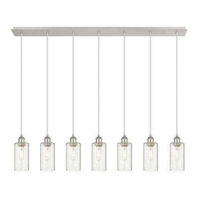 Caius - Luminaire suspendu linéaire suspendu à 7 lumières de 49 po - Finition noir mat - Abat-jour granuleux
