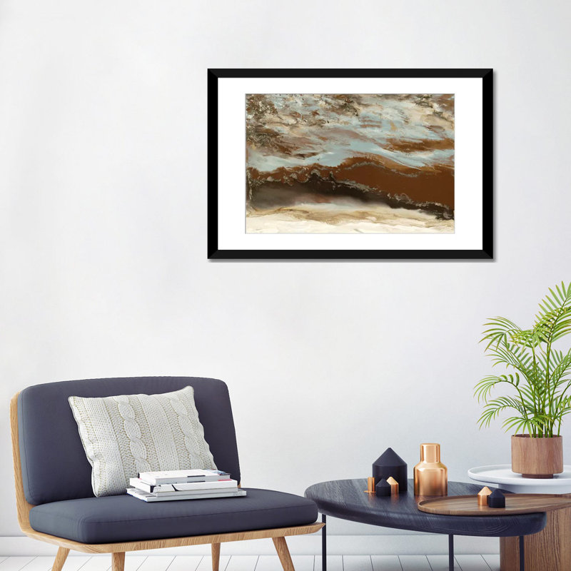 « cuivre river », impression sur toile, Papier d'art encadré noir, H 24 po x l 32 po x P 1 po