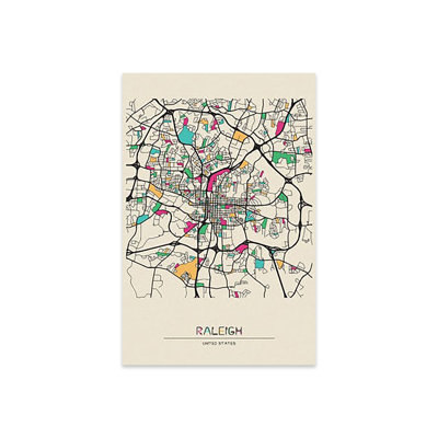" Raleigh, North Carolina Map " by Ayse Deniz Akerman
