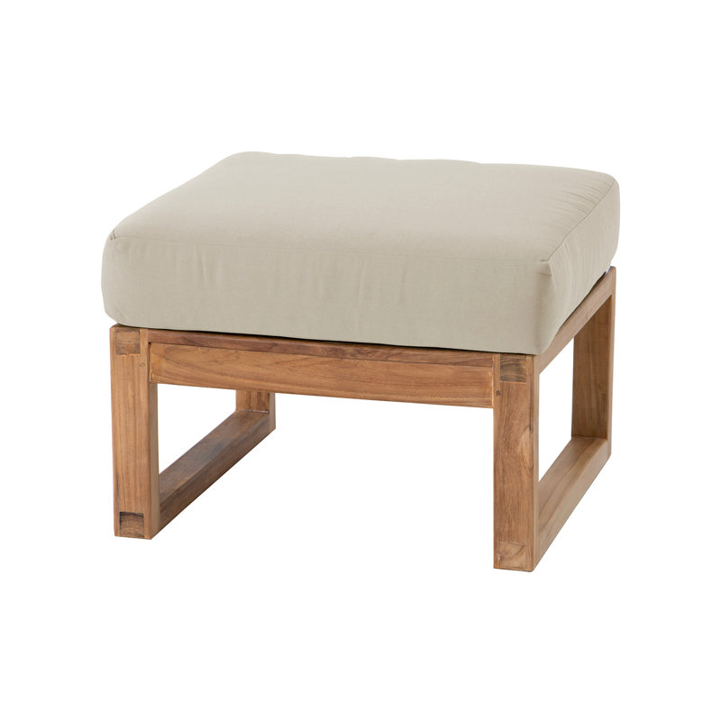 Venice Outdoor Teak Ottoman, Antique Beige