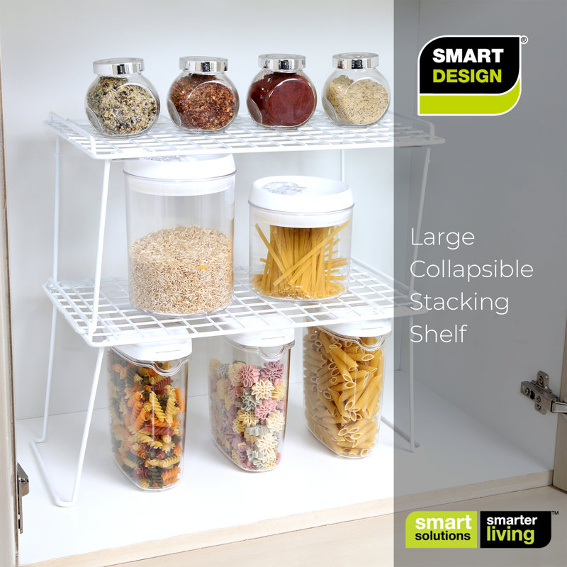 Large White Metal Stacking Cabinet Shelf Rack