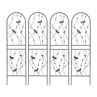 4 Pack Metal Garden Trellis 19.7" Rustproof Trellis For Climbing Plants Outdoor Flower Support Black