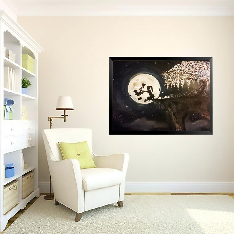 Moon Moon par Ed Capeau - reproduction d'art, Pas de tapis, Papier encadré noir, H 34,5 po x l 26,5 po x P 1 po