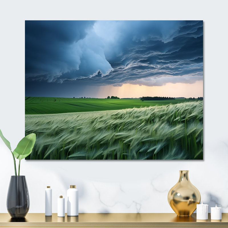 Tempête à la ferme, paysage IV - art mural en métal Tempêtes, H 30 po x l 40 po x P 1,5 po