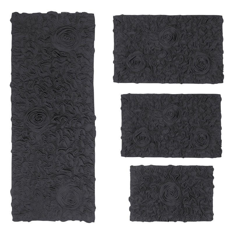 Tapis de bain 100% coton très doux et absorbant Orobosa Collection (ensemble de 4), Gris