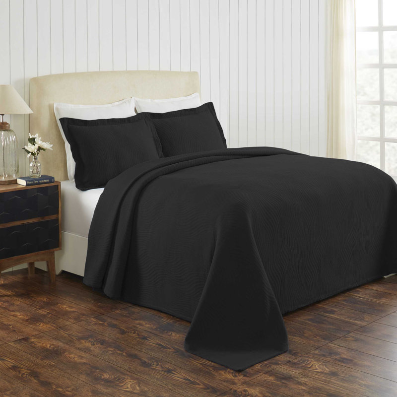 Blue Nile Mills Cotton Sateen Coverlet, Full Coverlet + 2 Standard Pillowcases, Gray