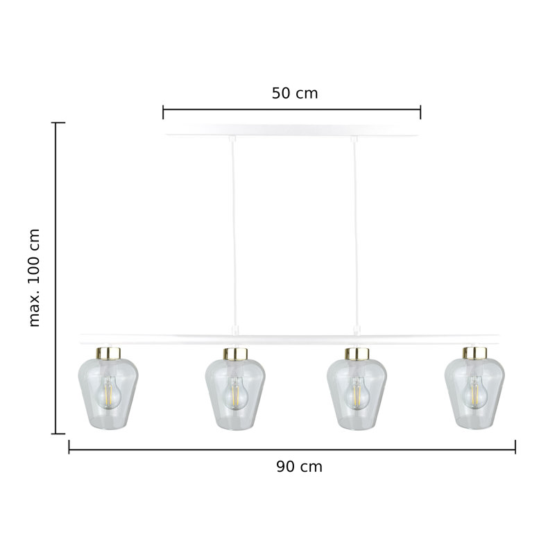 Valor 4 - Light Kitchen Island Pendant, White/Gold