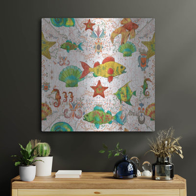  «Nautical Treasures R» par Jean Plout, art mural en métal, 24 po x 24 po
