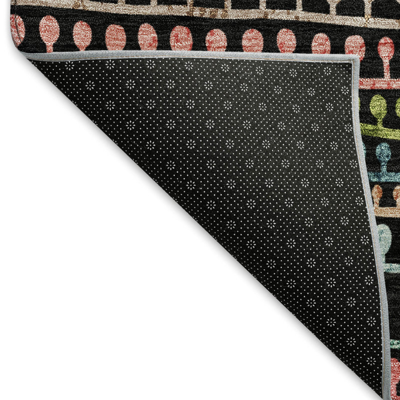 Tapis noir Prisco lavable à la machine de qualité supérieure, Rectangle 10 pi x 14 pi