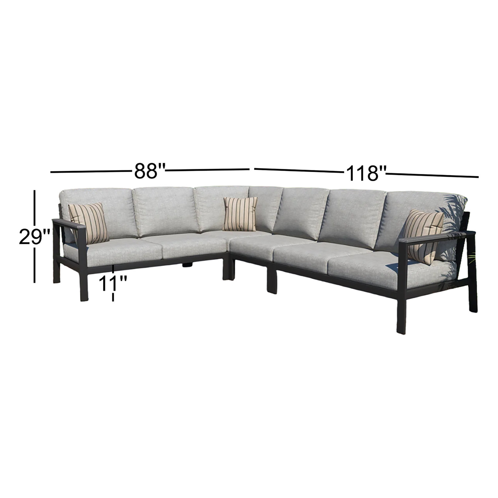 Townsend 88" Sunbrella® Patio Sectional, Canvas Granite Sunbrella® Canvas, Gray