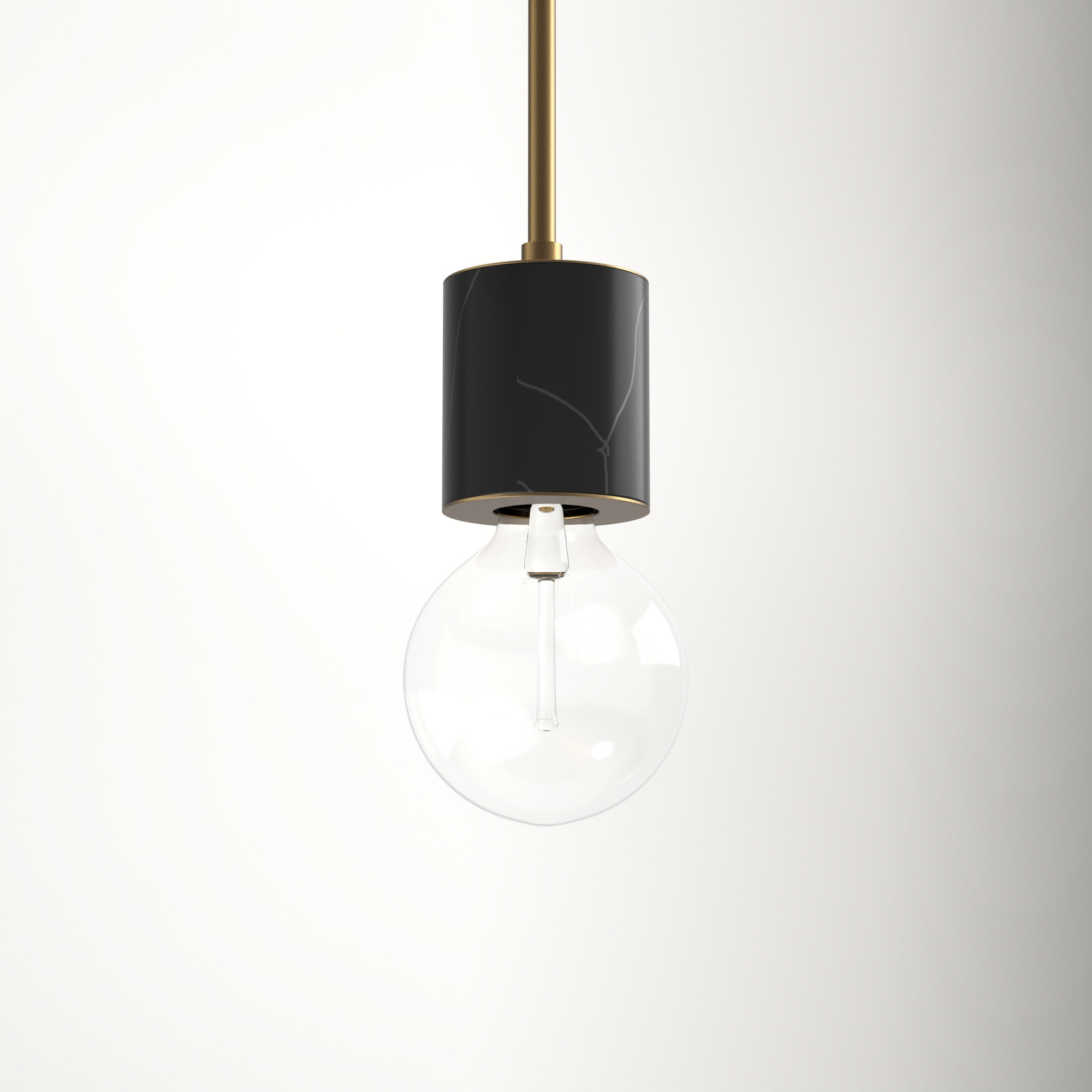 Single Light Pendant, Vintage Brass/Black