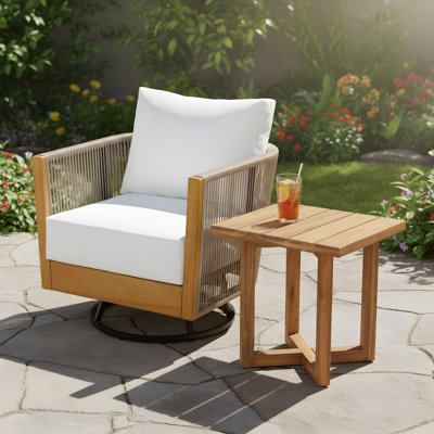 Ensemble de conversation en bois d'acacia et corde d'appoint Gladwin