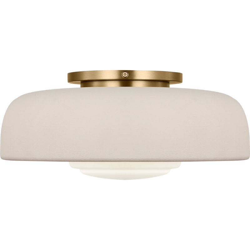 1 - Light Flush Mount, Estate Brass, Ivory