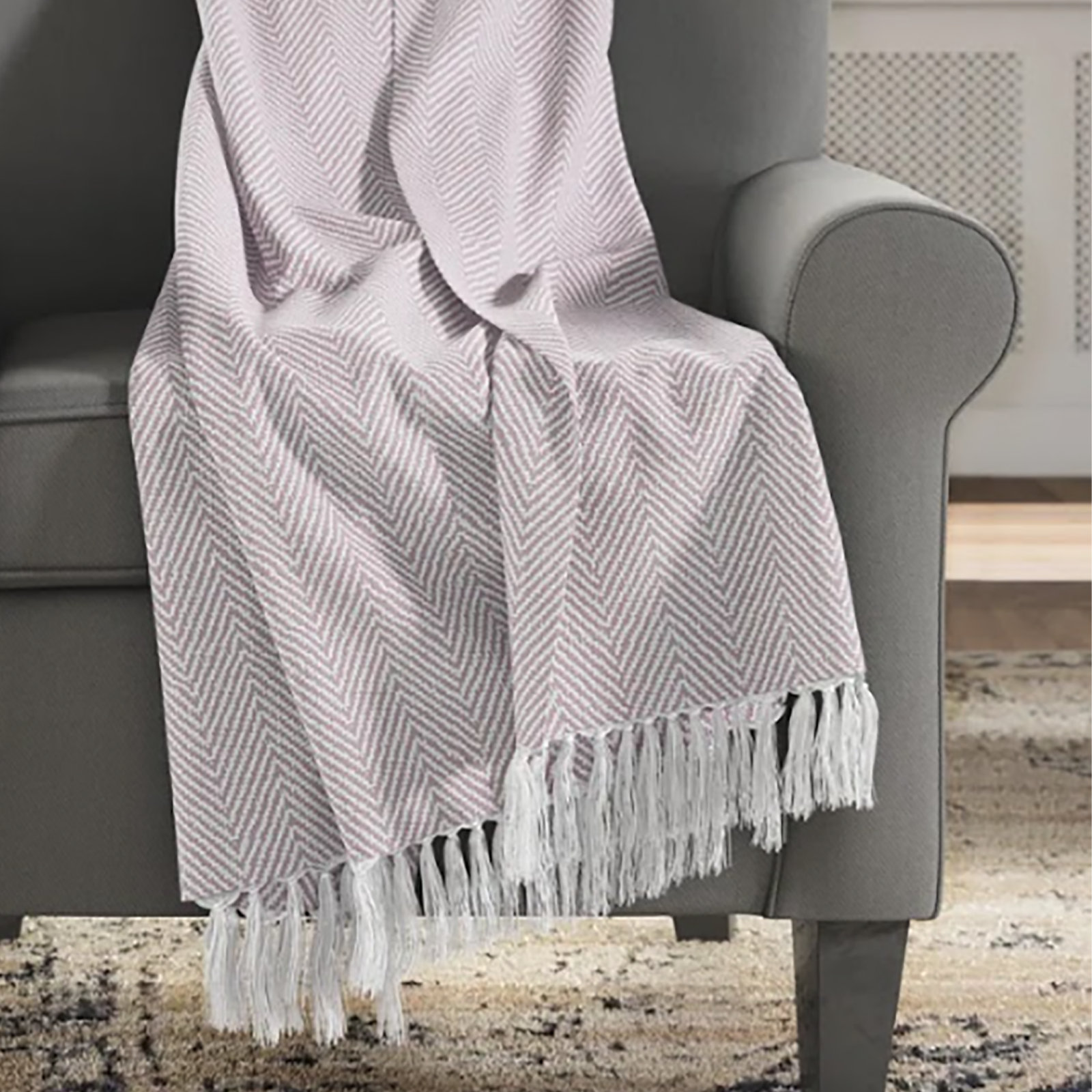 Lilith Cotton Throw Blanket, Cement