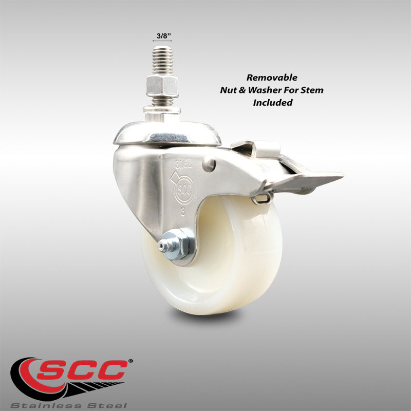 316SS Nylon Swivel Threaded Stem Caster Total Lock Brake SCC