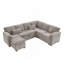 Canapé-lit modulaire 97 po en L chenille rembourré avec repose-pieds et 2 coussins de rangement-77510564