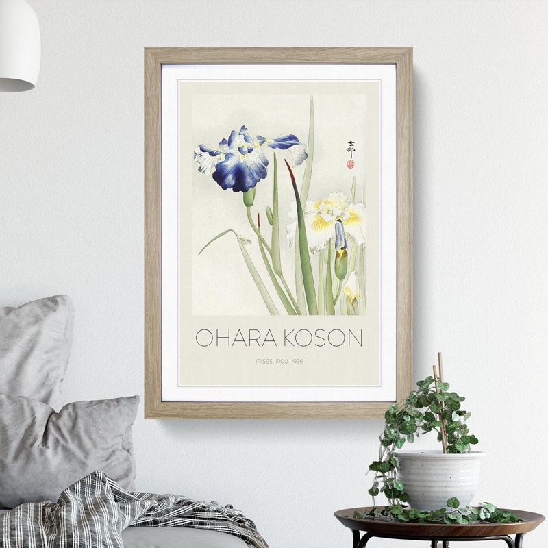 Irises by Ohara Koson - Picture Frame Art Prints, Oak Framed, 65cm H x 48cm W x 2cm D