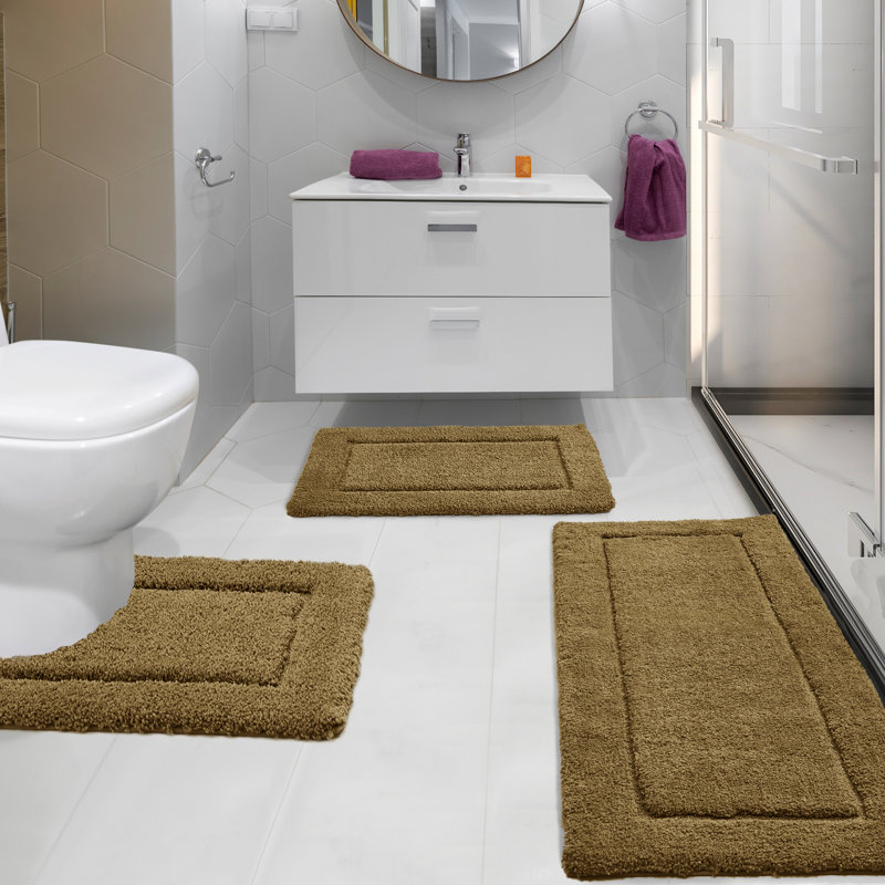 Super Soft Thick Plush Tufted Bathroom Rug, Brown, 17" W x 24" L