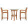 3 Piece Teak Wood Bistro Bar Set Including 36" Round Half Moon Table And 2 Abacho Barstools With Arms