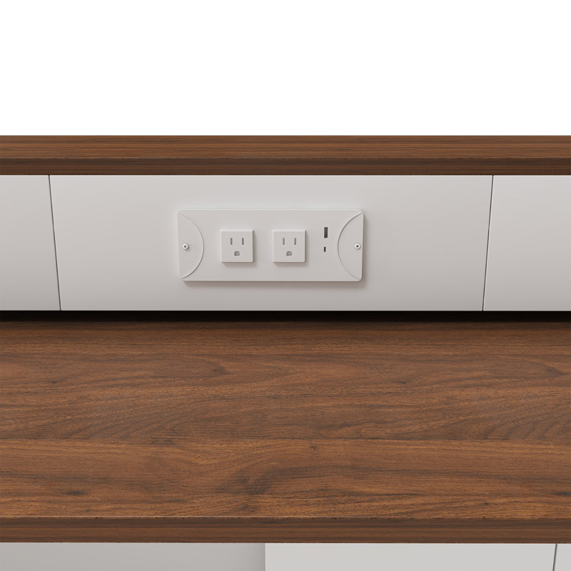 Îlot de cuisine extensible avec panneau de fibres à densité moyenne noyer, style rétro pour les cuisines compactes