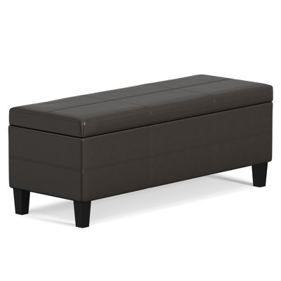 Banc repose-pieds avec rangement relevable en cuir végétalien Afton