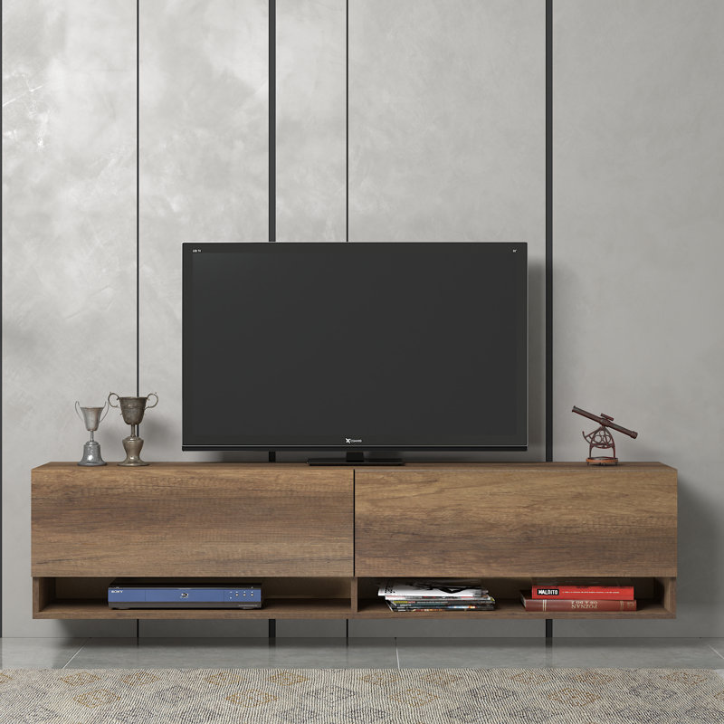 Didimo Modern Floating TV Stand for TVs Up to 80" Wall-Mounted Minimalist Console Media Shelf, Walnut
