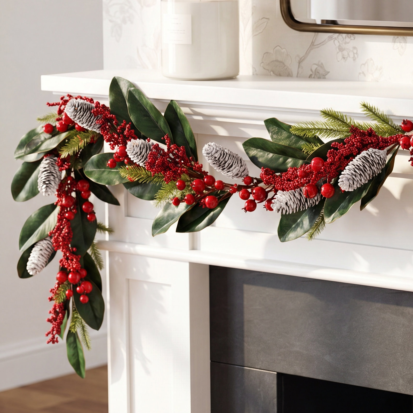 4" Berry and Cedar Christmas Garland