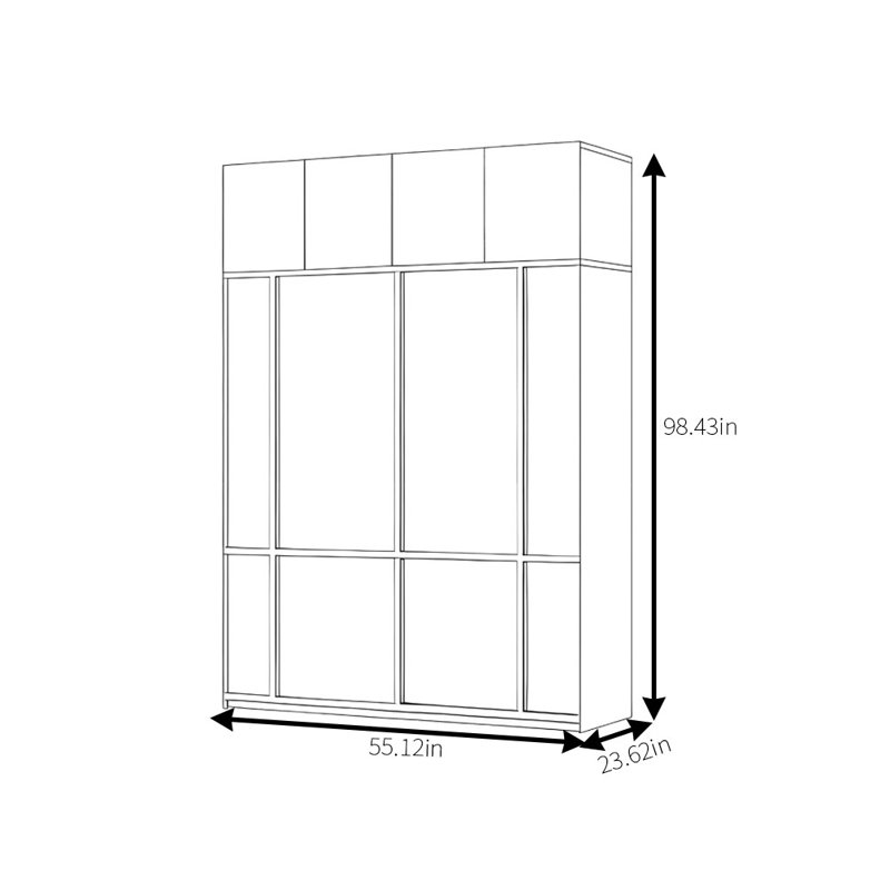 Simple Modern Log Style Push Pull Wardrobe, 98.43" H x 55.12" W x 23.62" D