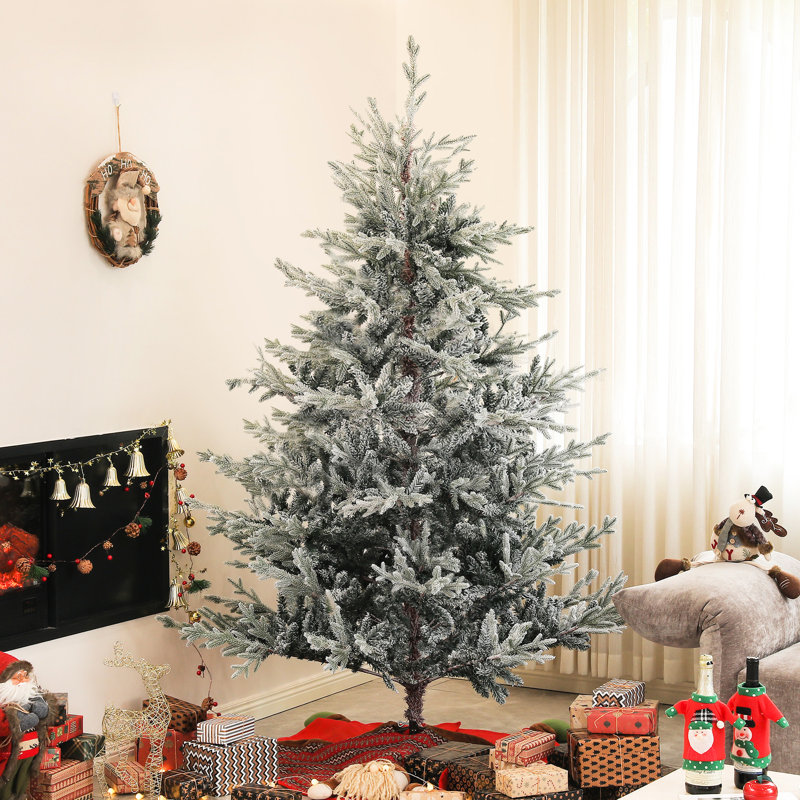 Arbre de Noël de 6 pi avec pointes enneigées - Conception de pin nordique Assemblage facile Base d'inspiration artificielle 795