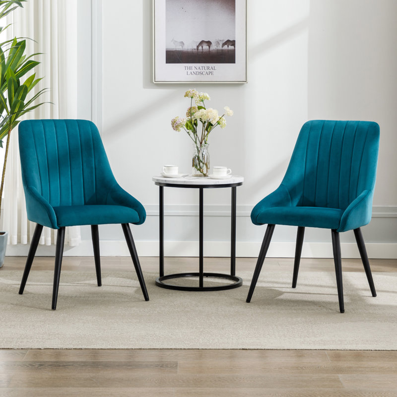 48cm H Tufted Velvet Upholstered Side Chair, Atrovirens