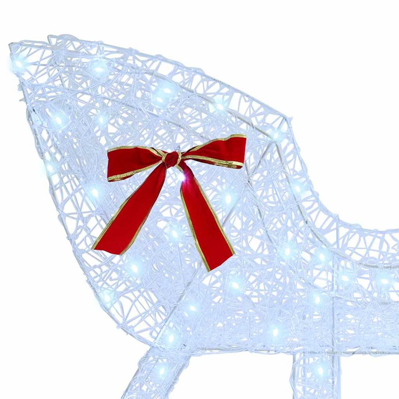 vidaXL Reindeer Pull Sleigh 70 x 26 x 128.5 cm Acrylic, Cold White