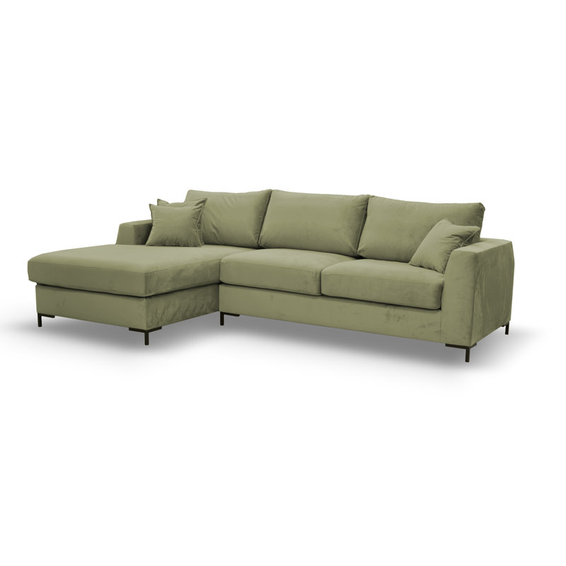 Inwood 4 Seater Corner Sofa , Olive green 100 % polyester, Left Hand Facing