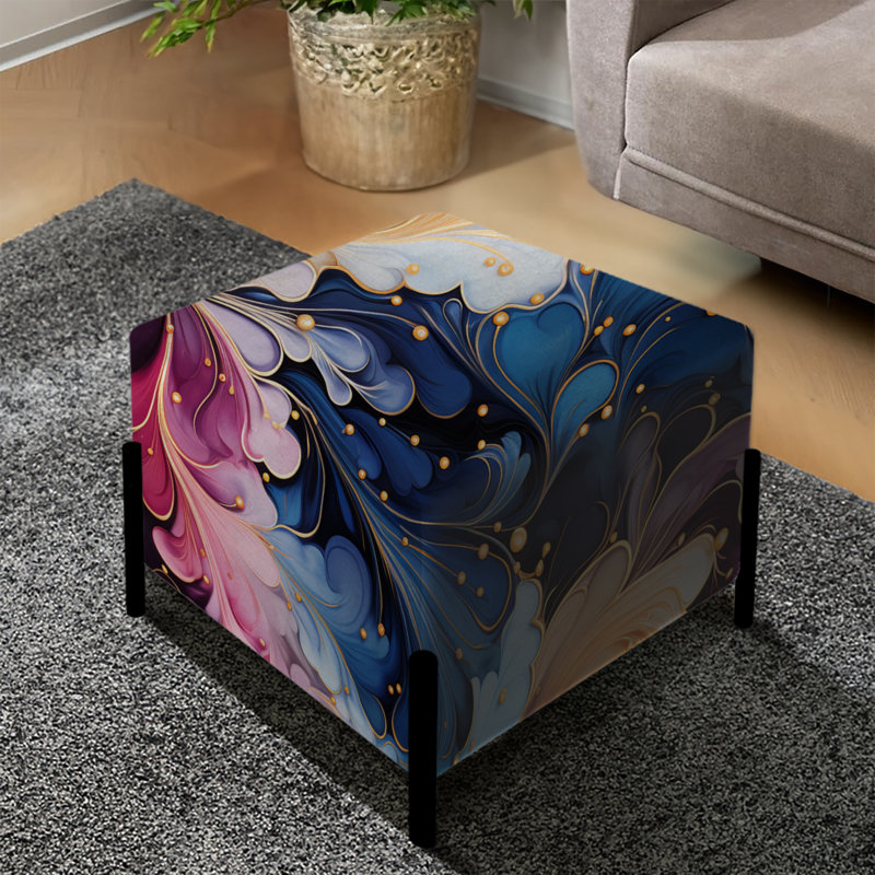Blue Galactic Dreams Marble Dreams - Repose-pieds carré en marbre