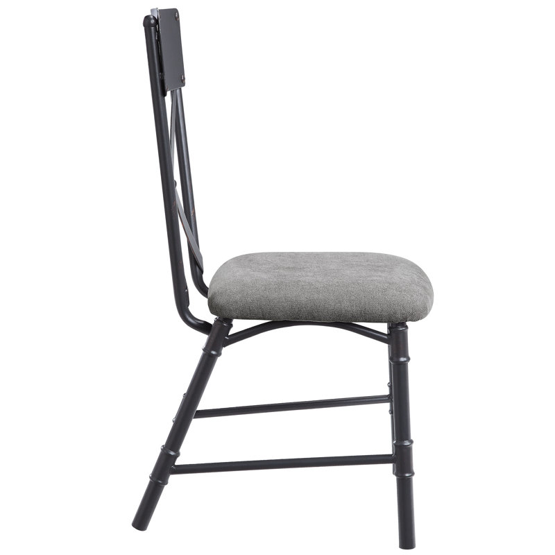 De 2 chaises d'appoint élégantes - gris et noir sableux avec plateau de table en bois et siège rembourré apaisant et 2 chaises en bois de style charmant