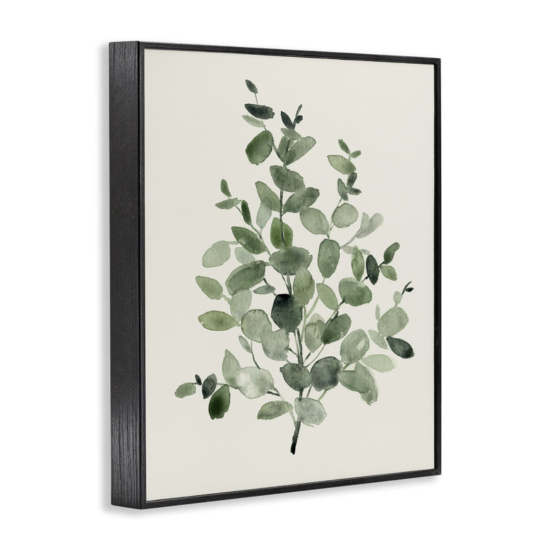Giclée de feuilles botaniques mouchetées vertes, design par Carol Robinson, H 14 po x l 11 po, Giclée encadrée noir minuit