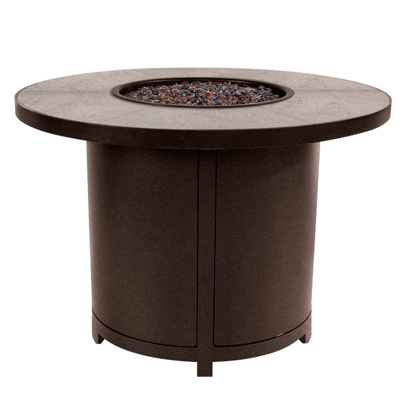 Elba Aluminum Outdoor Fire Pit Table, 24" H x 36" W x 36" D, Copper Creek, Summit Gray