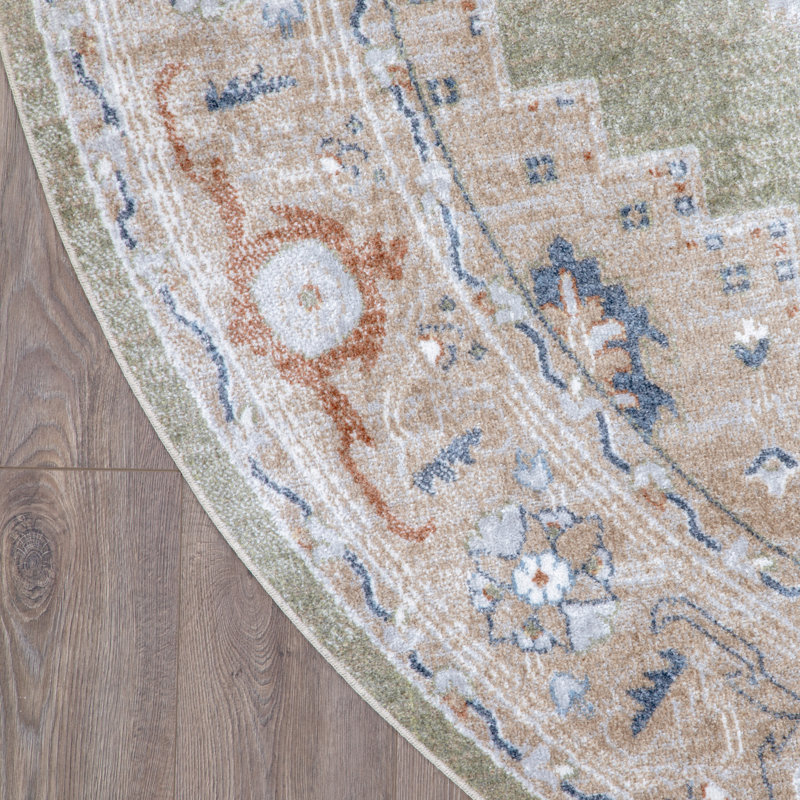 Tapis multicolore sauge perse Millyr, Rond 5 pi 3 po