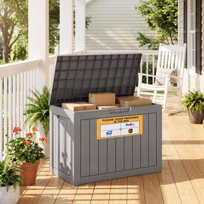 Boîte de livraison verrouillable 50 gallons - Rangement en résine résistant aux intempéries pour porche et patio