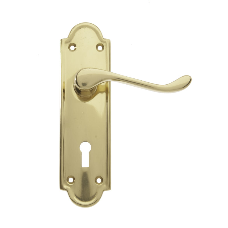 Hadiqa Interior Mortise Door Handle, Polished Brass