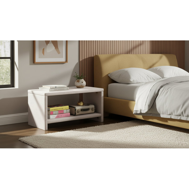 Stoffel 31.5'' W Nightstand, Cream Velvet